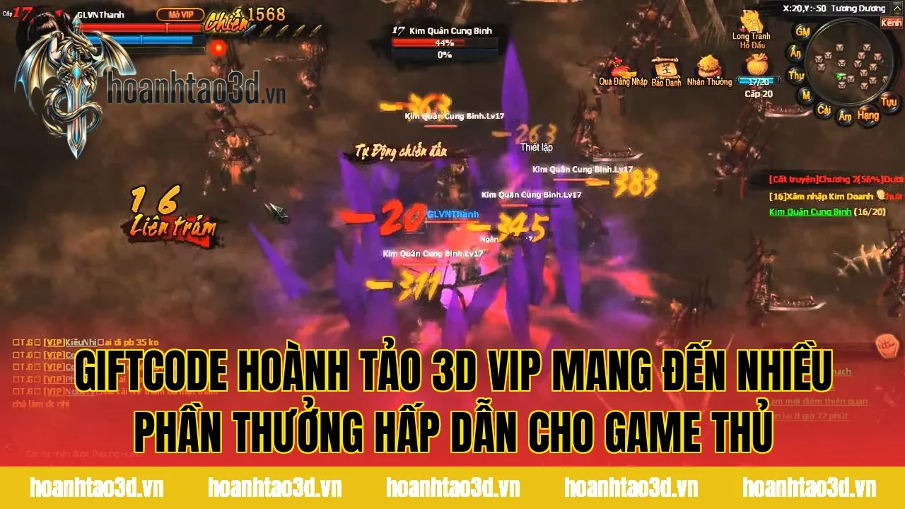 Giftcode Hoành Tảo 3D VIP mang đến nhiều phần thưởng hấp dẫn cho game thủ