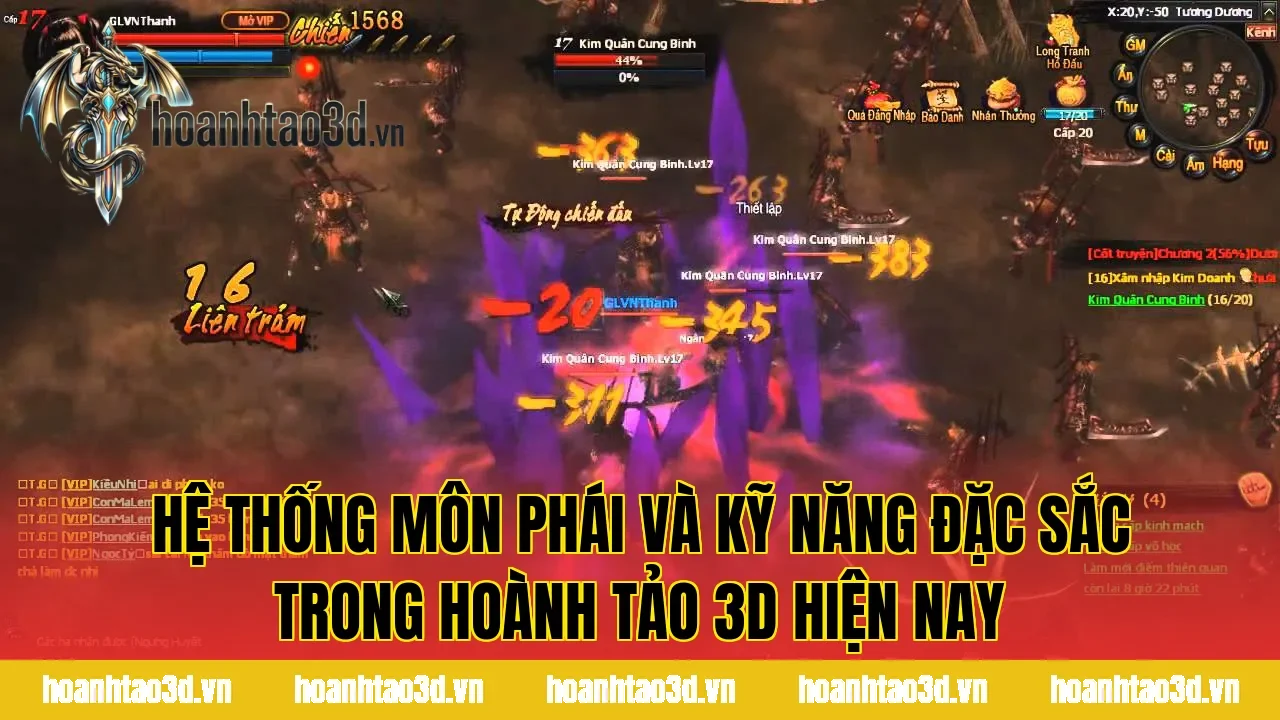 Hệ thống môn phái và kỹ năng đặc sắc trong Hoành Tảo 3D hiện nay
