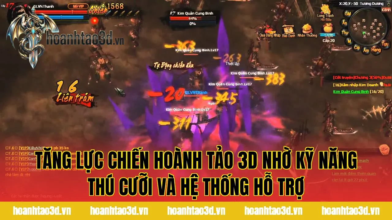 Tăng lực chiến Hoành Tảo 3D nhờ kỹ năng thú cưỡi và hệ thống hỗ trợ